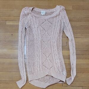 Pink Rose Women's Cable Knit Sweater - Light Pink